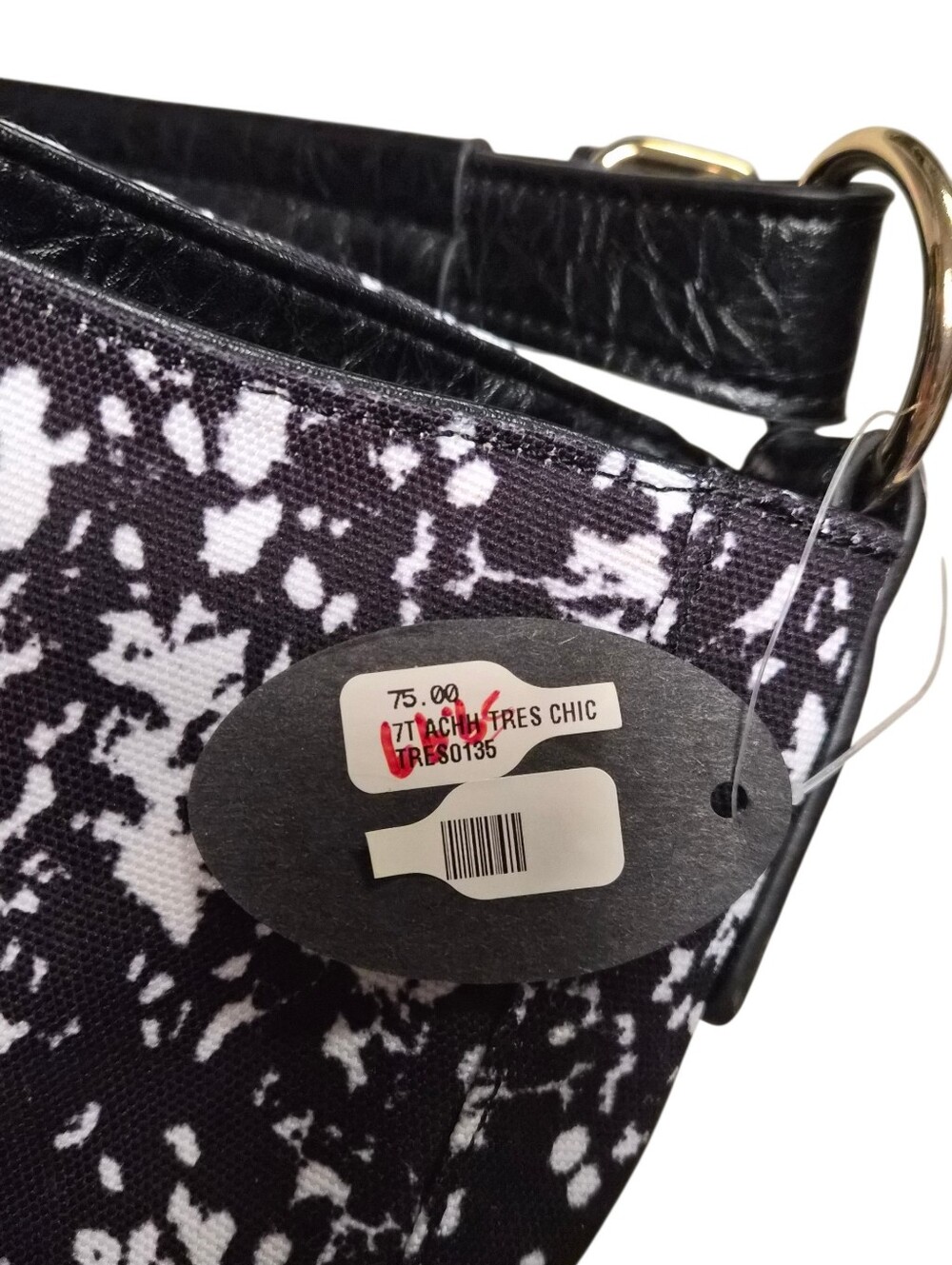 Tres Chic Black & White Print Hobo Shoulder Bag With Convertible Straps&Pouches - Picture 7 of 7